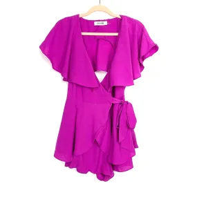 DO BE Magenta Faux Wrap Open Back Romper- Size S