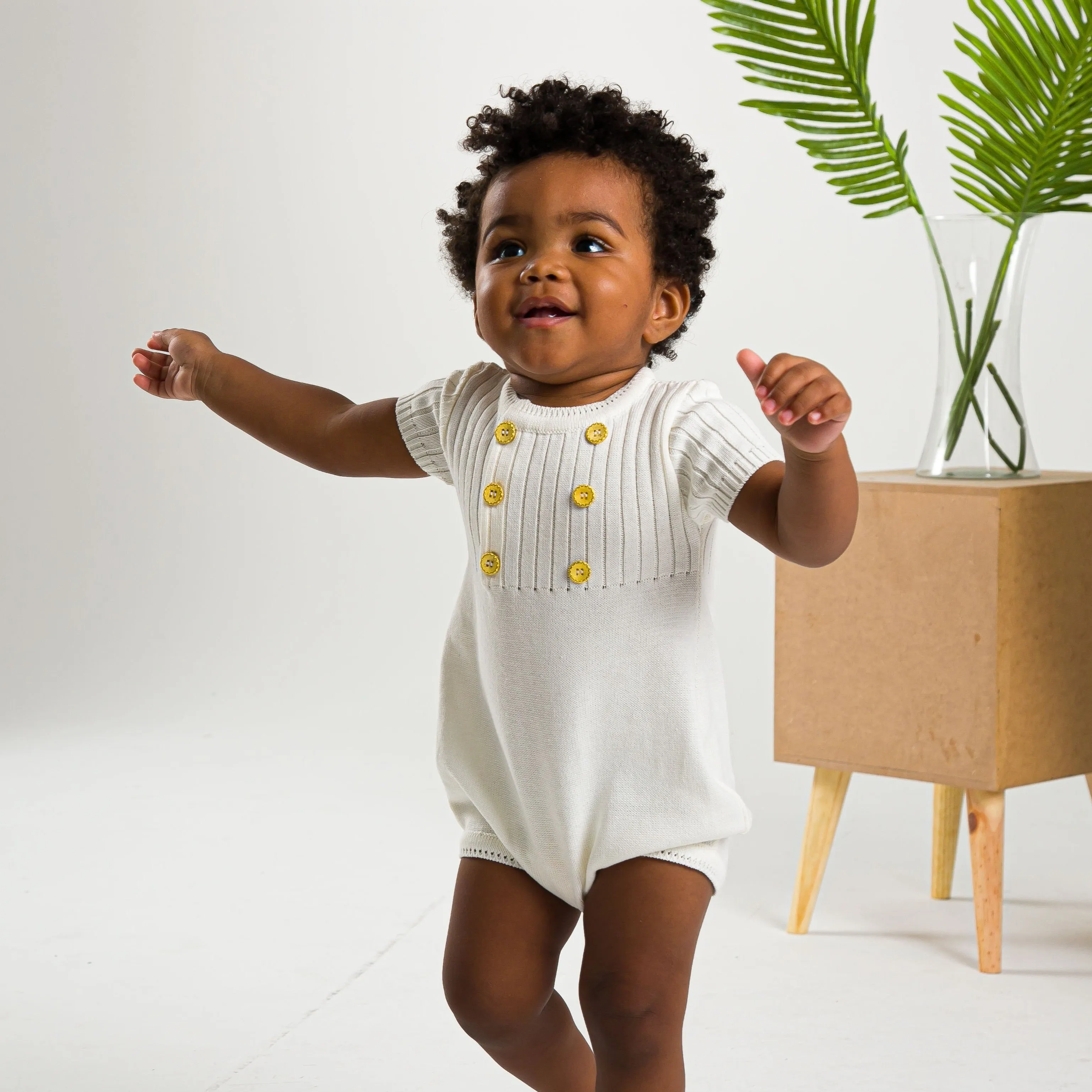 Double Breasted Romper ~ Off White