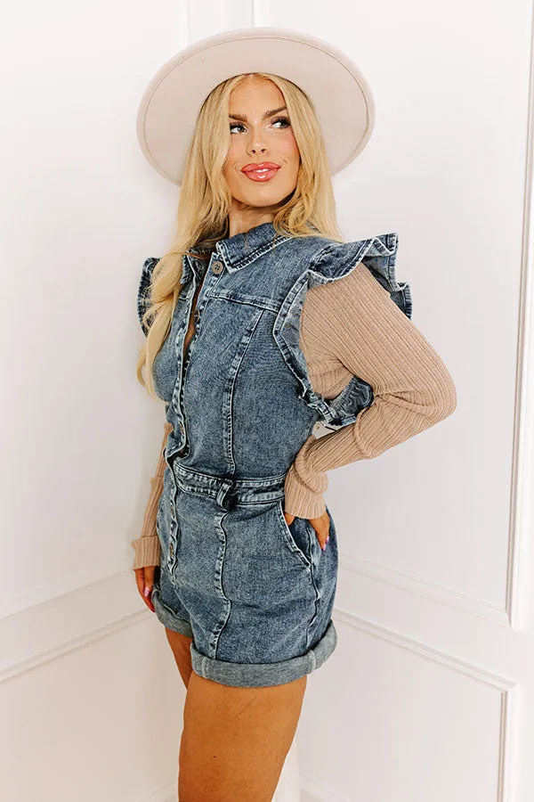 Downtown Daze Denim Romper Curves