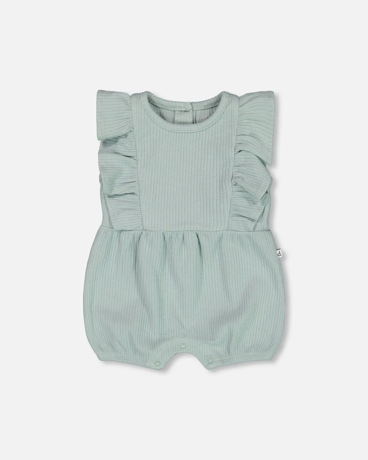 DPD Organic Cotton Ribbed Romper in Sage
