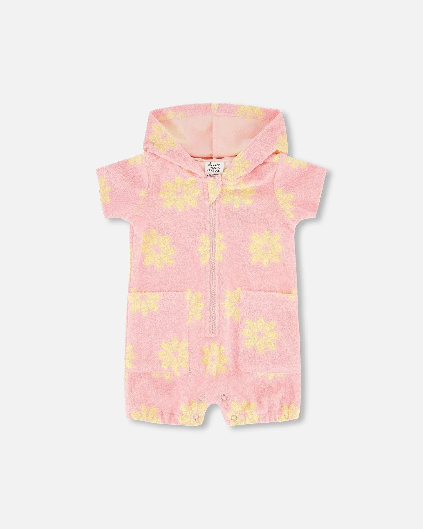 DPD Terry Cloth Daisy Hooded Romper for Baby