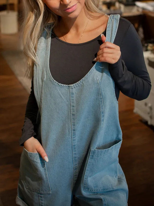 Edgy Denim Romper for Women - Loose-Fit Playsuit