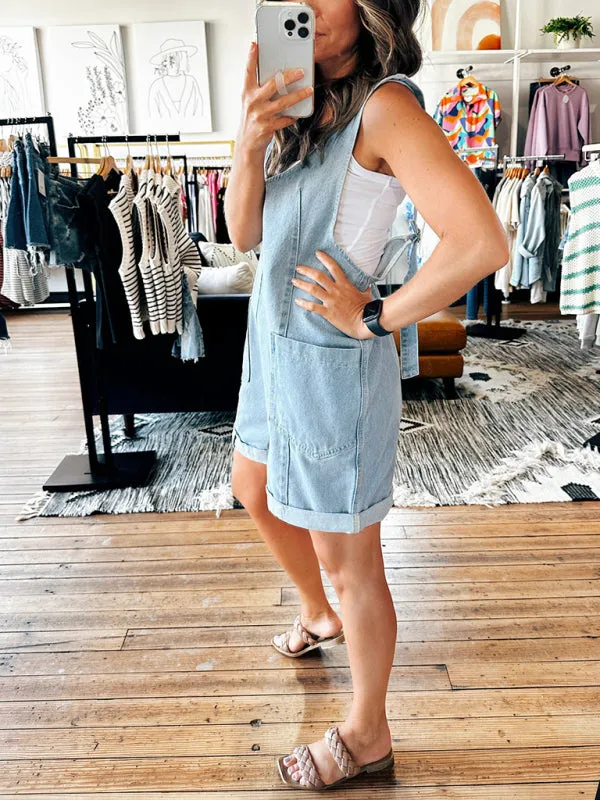Edgy Denim Romper for Women - Loose-Fit Playsuit