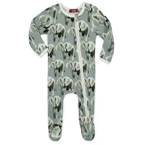 Elephants Zipper Footed Romper