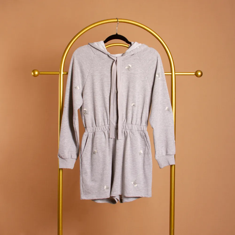 Embroidered Hooded Romper - FINAL SALE