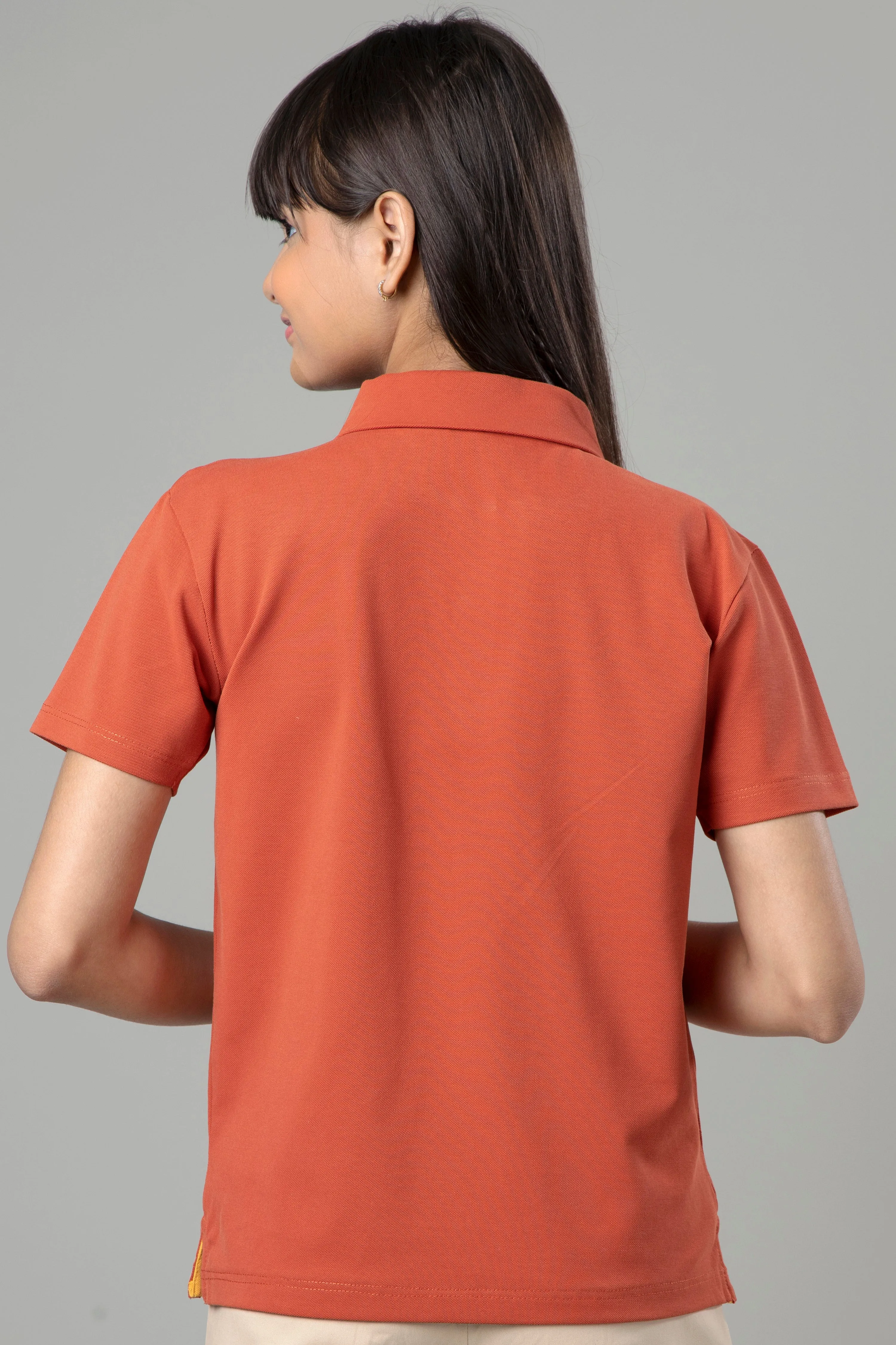Exclusive Burnt Orange Polo T-Shirt For Girls