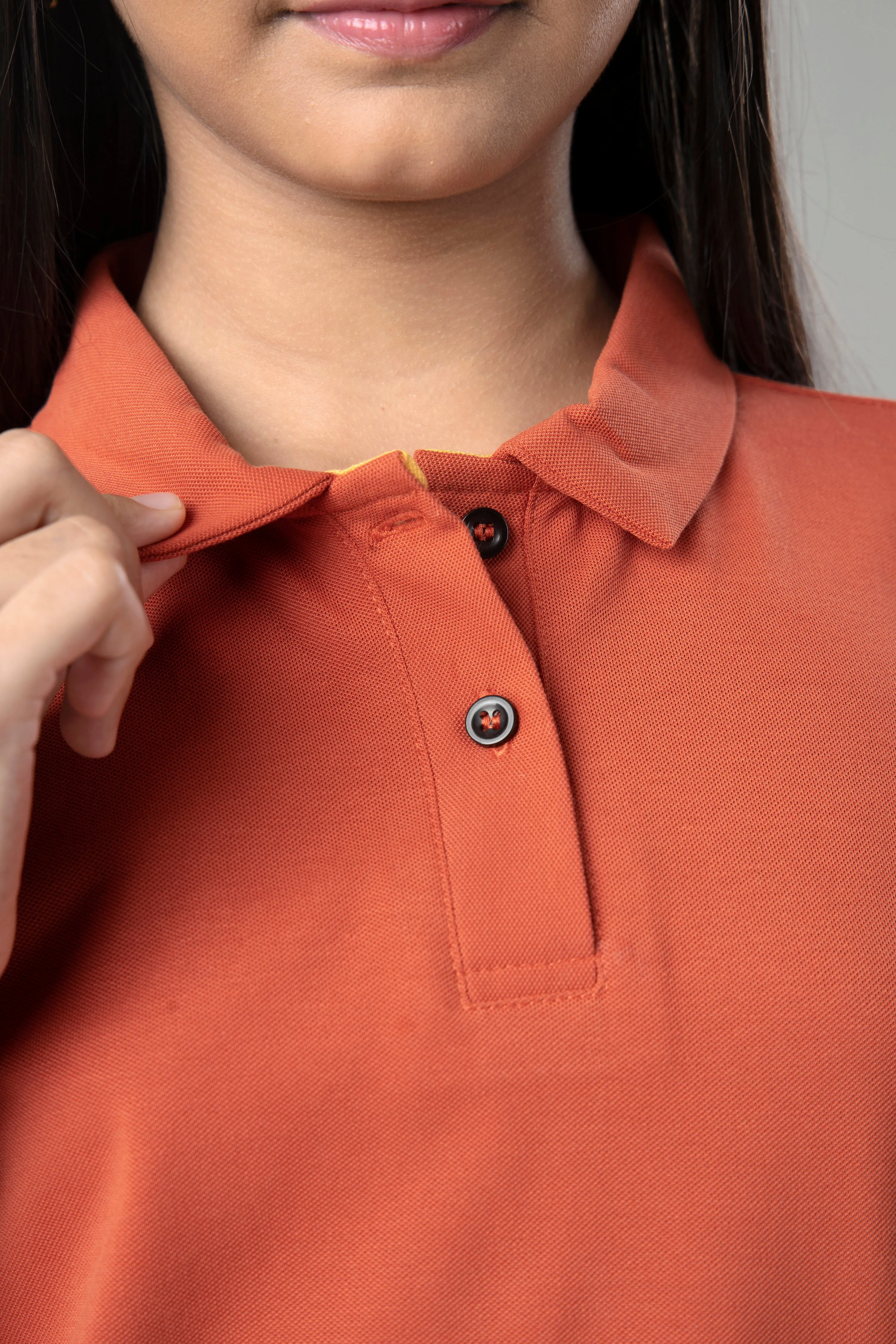 Exclusive Burnt Orange Polo T-Shirt For Girls