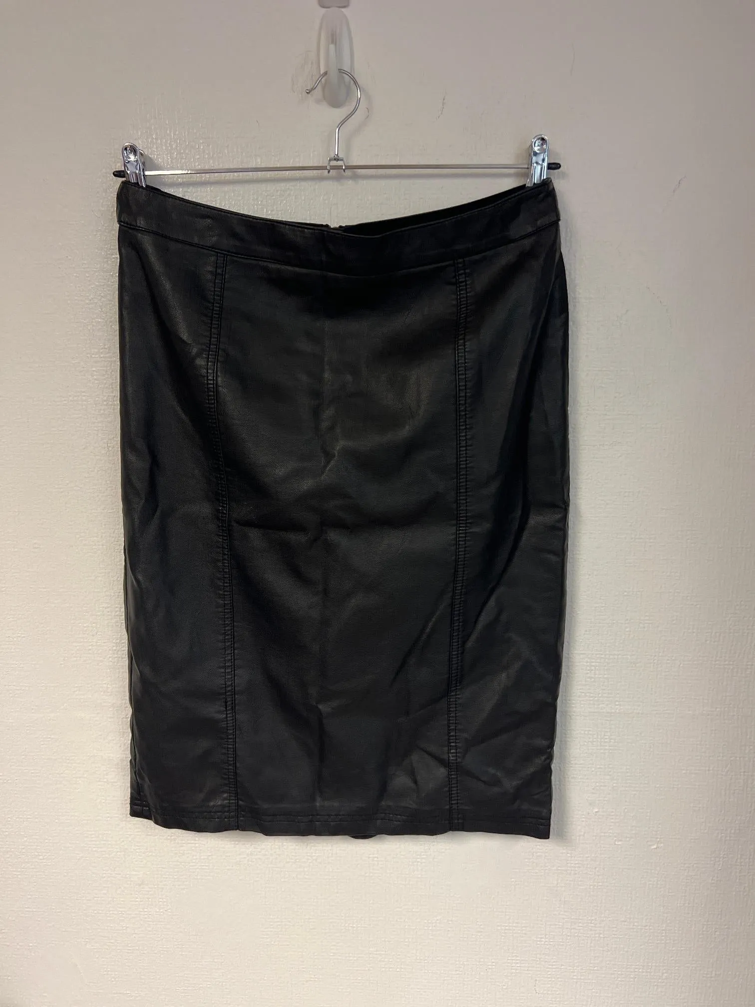 Faux leather black pencil skirt, Next, Size 12 (Viscose, Polyester)