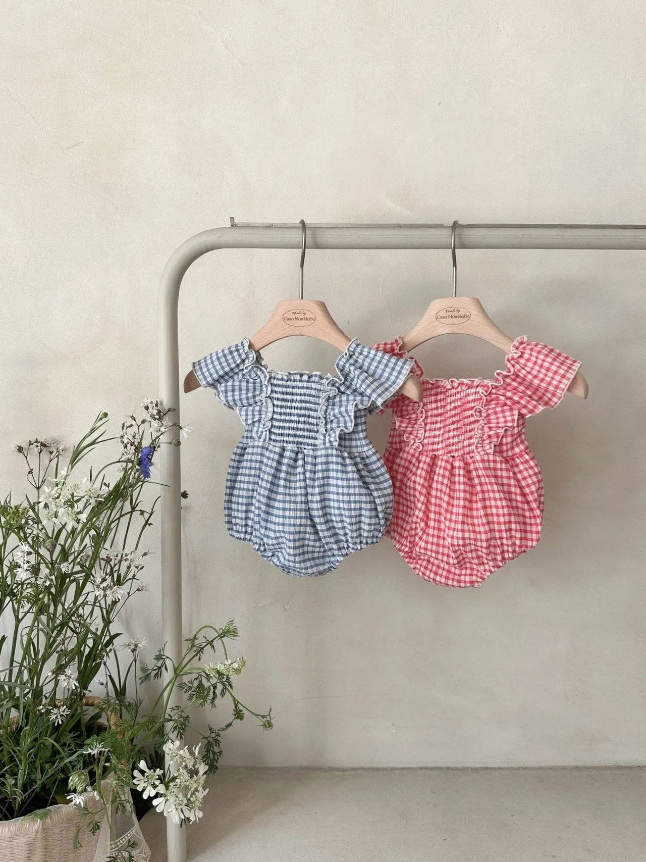 French Check Romper _Red