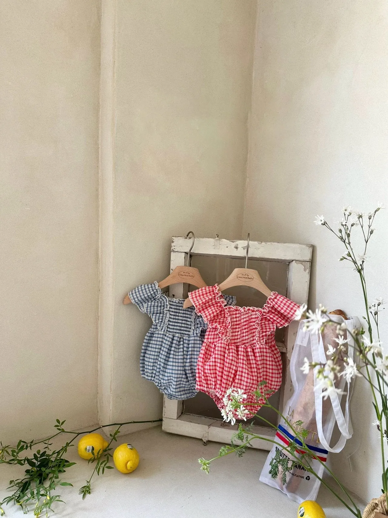 French Check Romper _Red