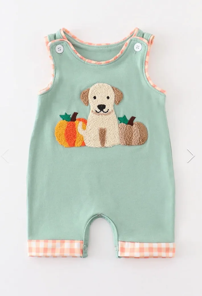 French Knot Puppy Pumpkin Romper
