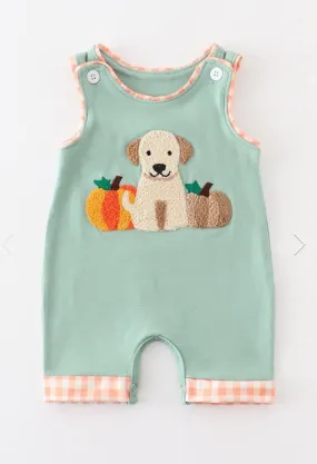 French Knot Puppy Pumpkin Romper