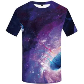 Galaxy Space T-shirt Men Colorful Tshirts Cool Psychedelic T-shirts Graphic Astronaut Tshirts Casual Black Hole Tshirt Printed