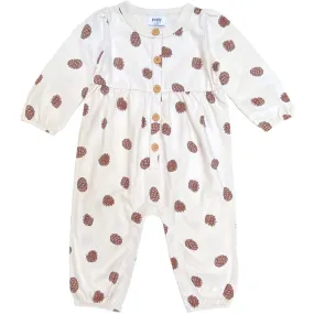 Gathered Button Romper | Pinecones