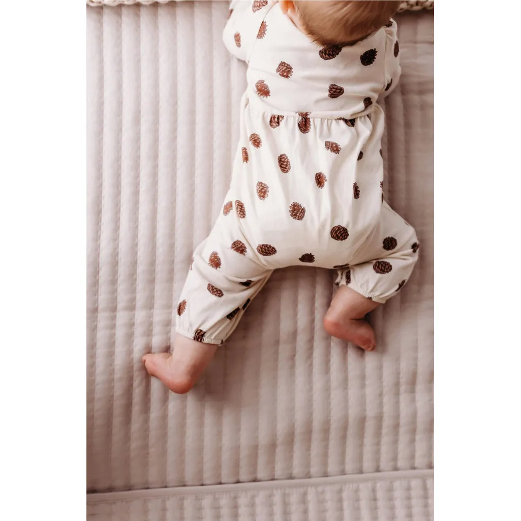 Gathered Button Romper | Pinecones