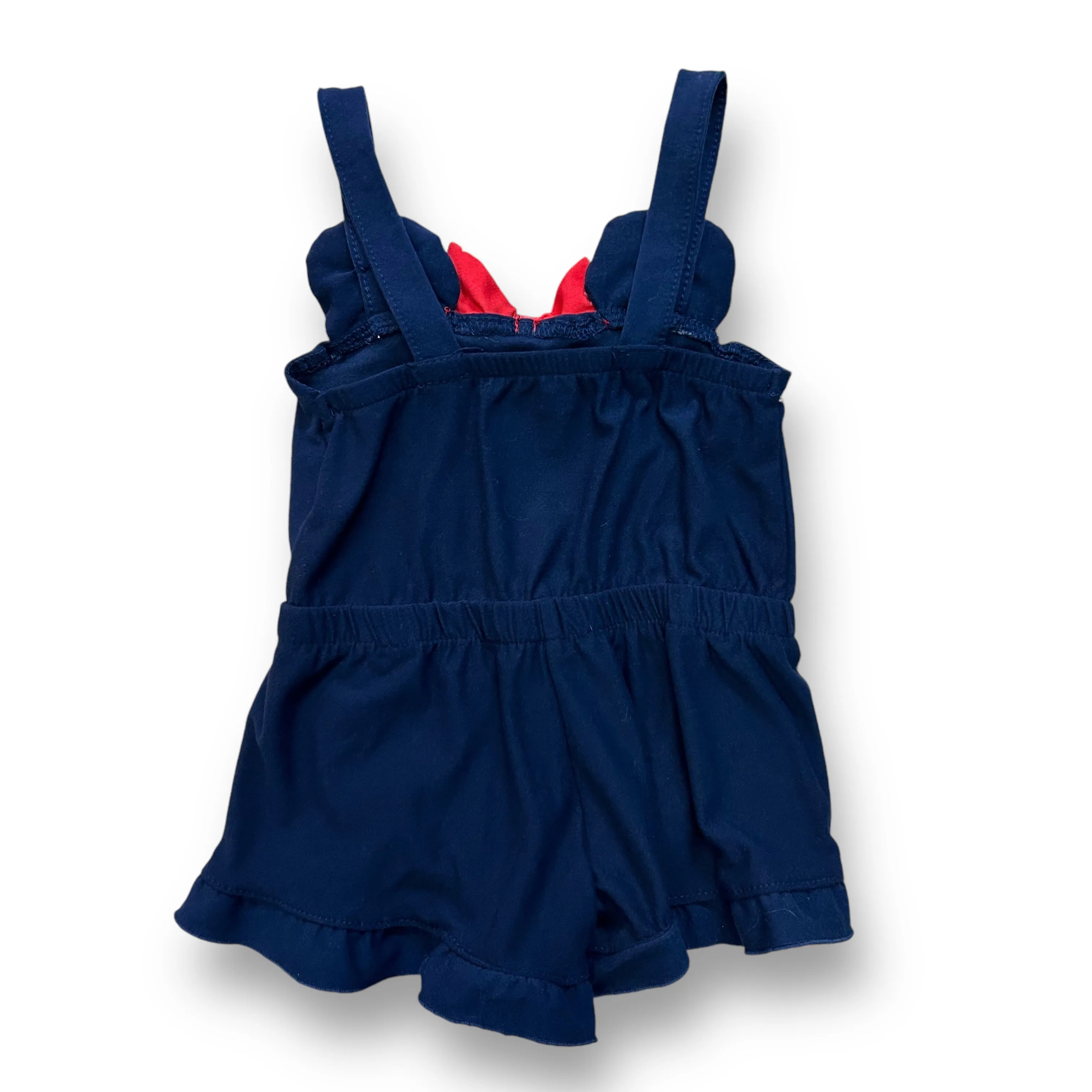 Girls Disney Size 12 Months Red White Blue Minnie Mouse Spaghetti Strap Romper