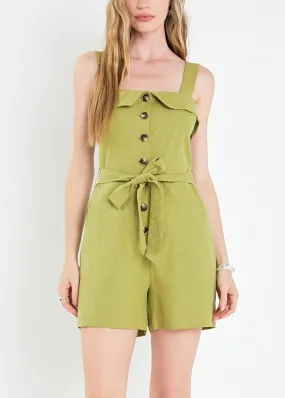 Green Linen Romper