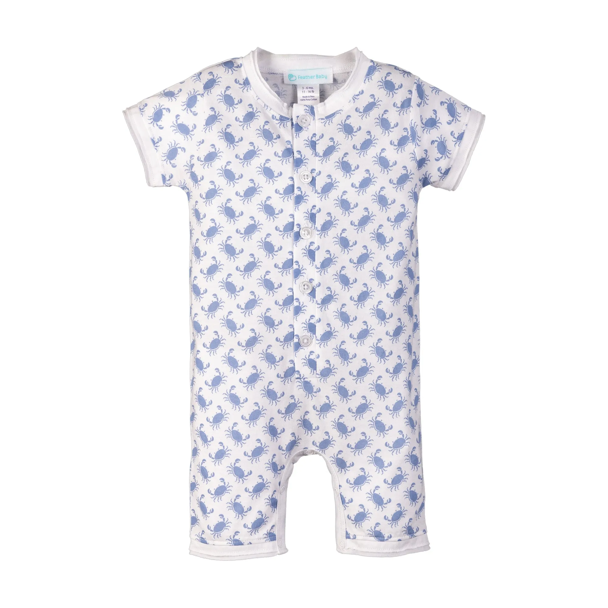 Henley Romper - Crab Crawl 100% Pima Cotton