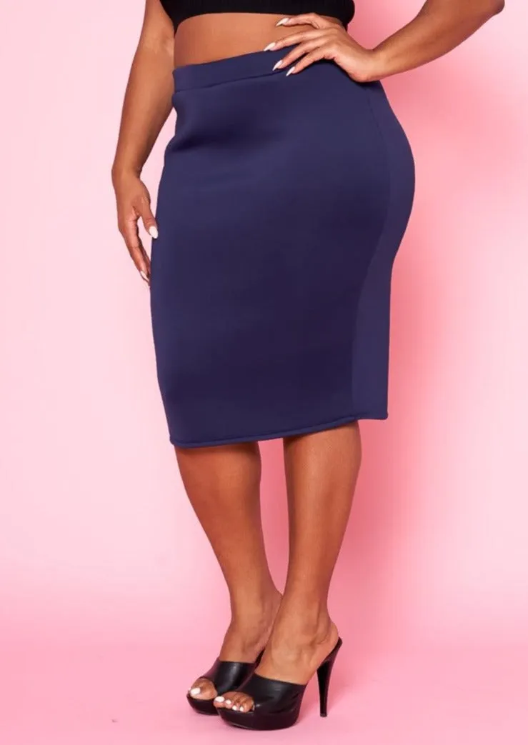 Hi Curvy Plus Size Women High Waist Pencil Midi Skirt