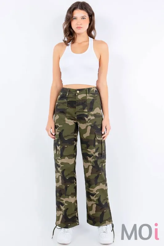 HIGH WAIST SLIM CARGO PANTS