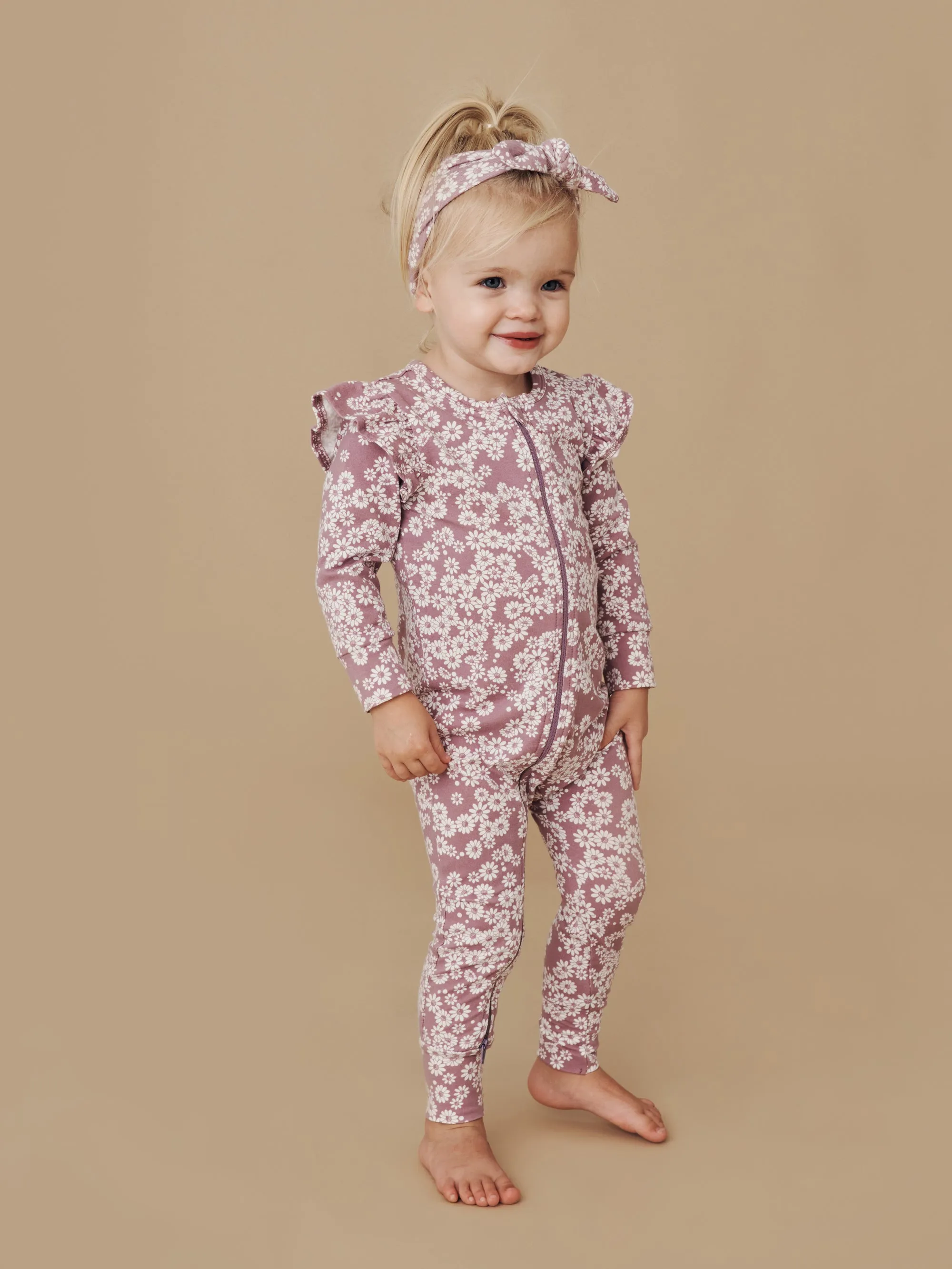 HUXBABY - DAISY FRILL ZIP ROMPER