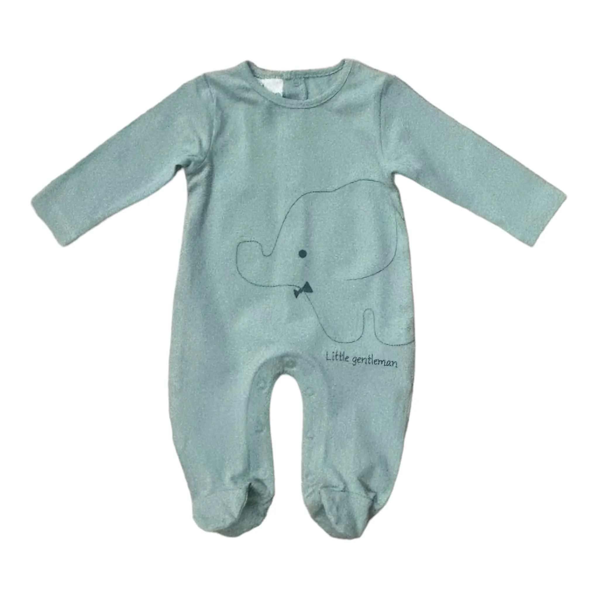 iDO - Sage romper with 'little gentleman elephant' print