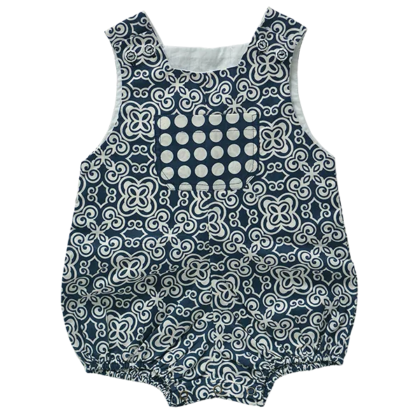 Indigo Cotton Romper, 3 sizes