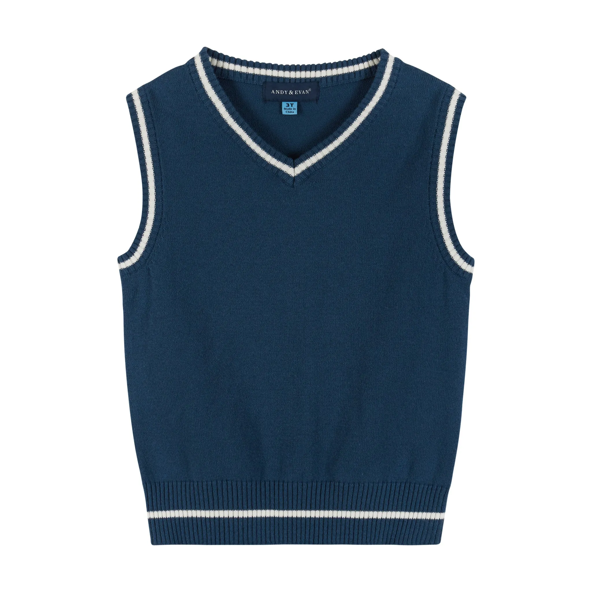 Kids (4-8 Years) 4-Piece Sweater Vest Set | Green & Navy