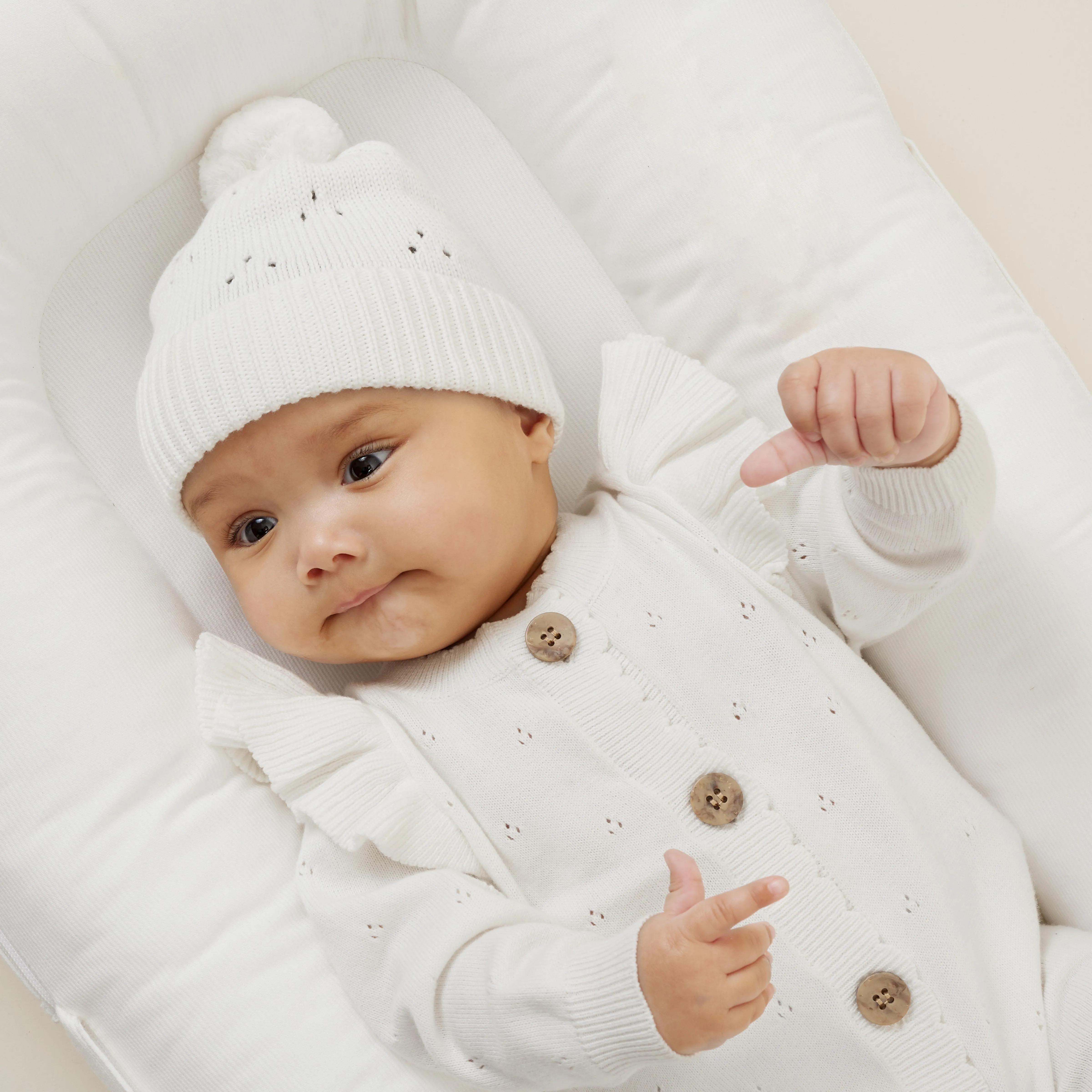 Knit Romper | Ivory Pointelle