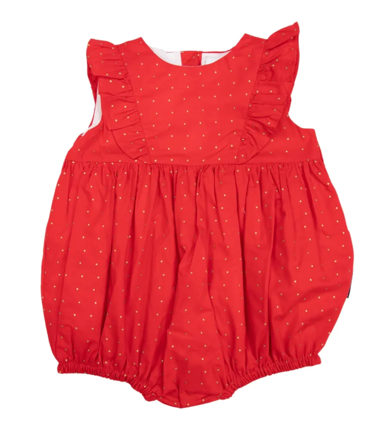 Korango red gold spot frill dress