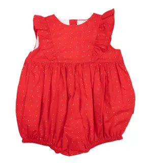 Korango red gold spot frill dress