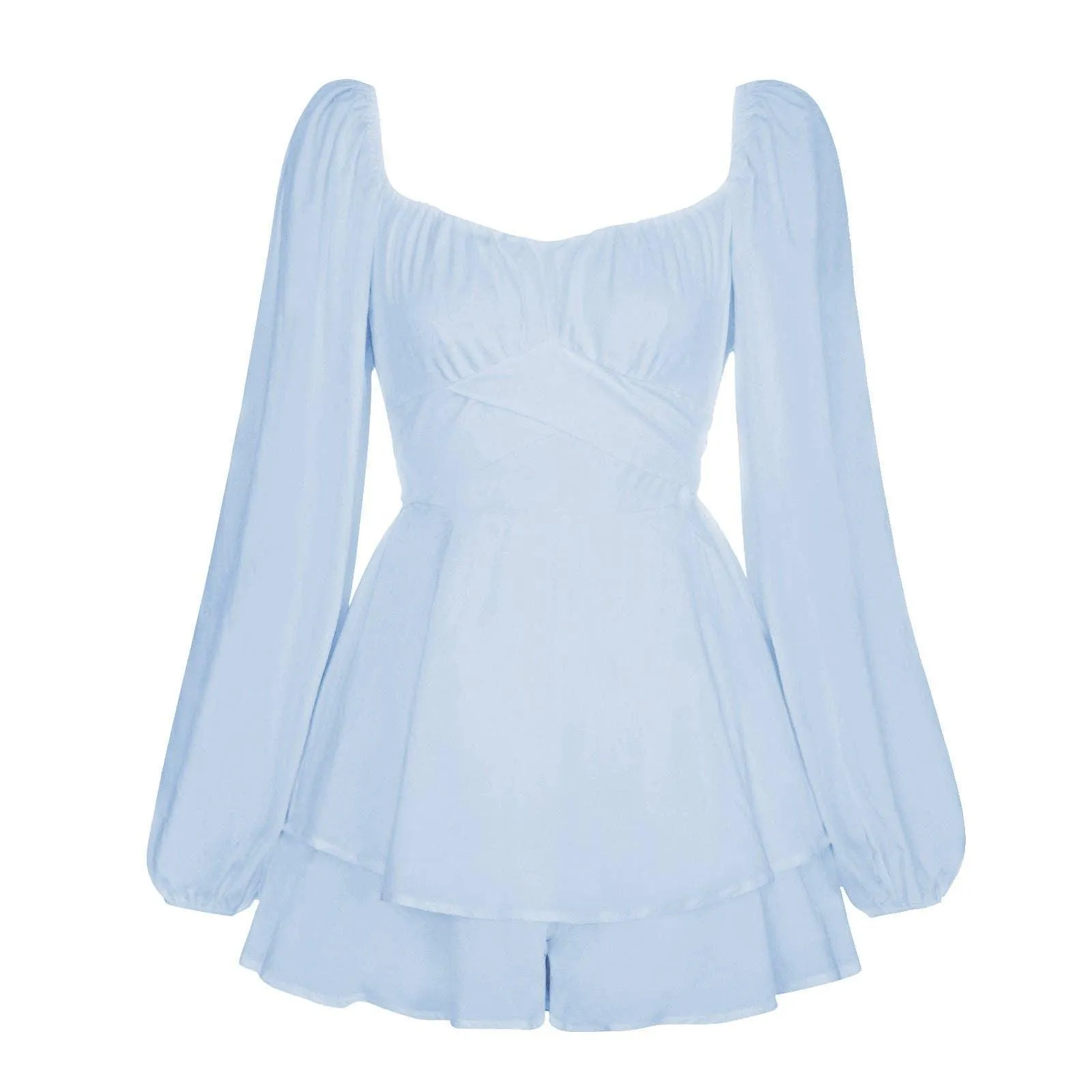 Ladies Lantern Sleeves Square Neck Daily Romper GKAF