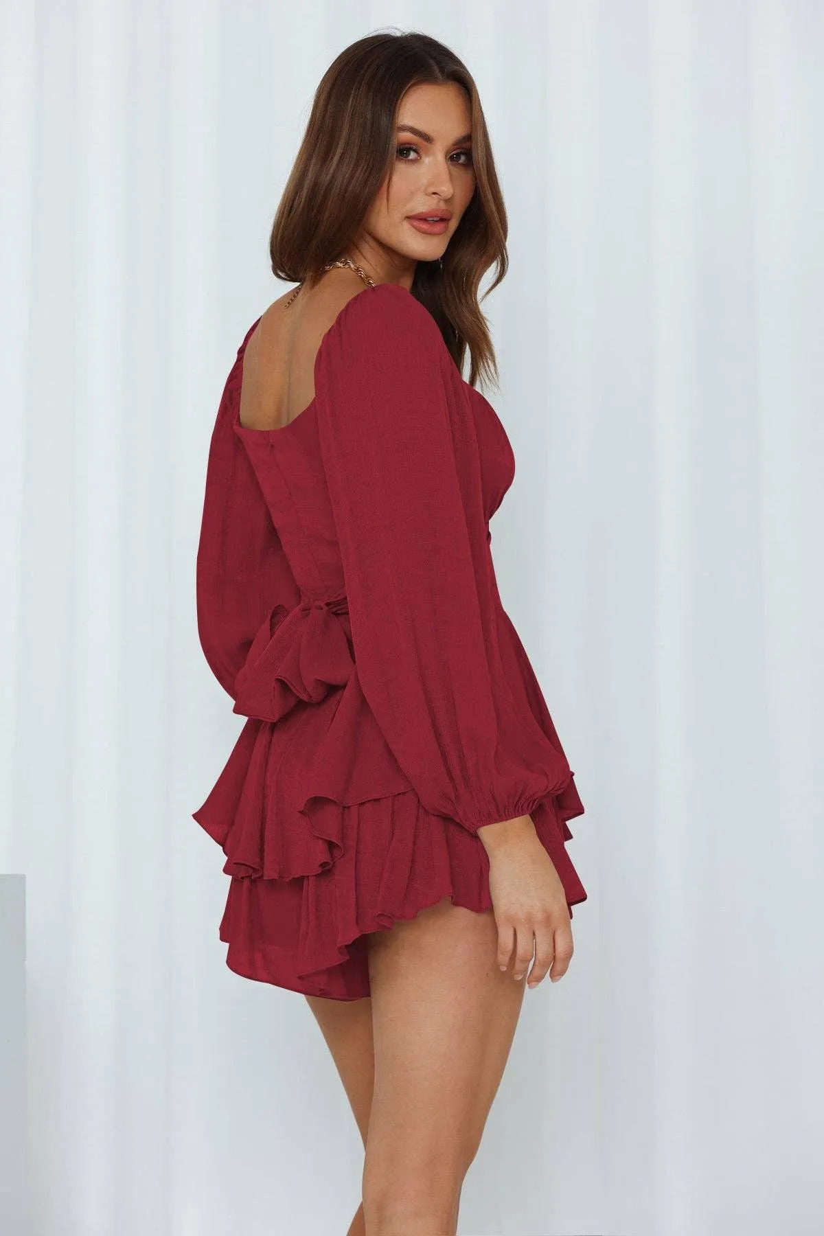Ladies Lantern Sleeves Square Neck Daily Romper GKAF