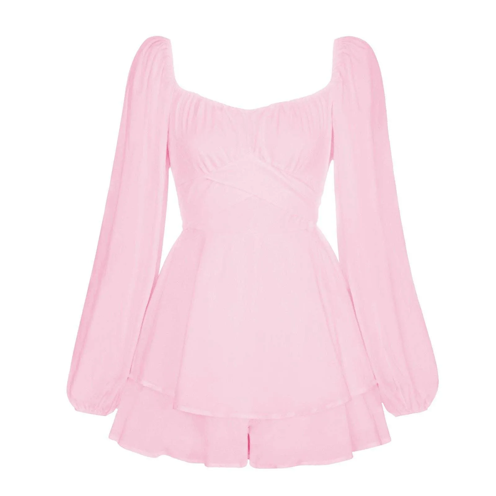 Ladies Lantern Sleeves Square Neck Daily Romper GKAF
