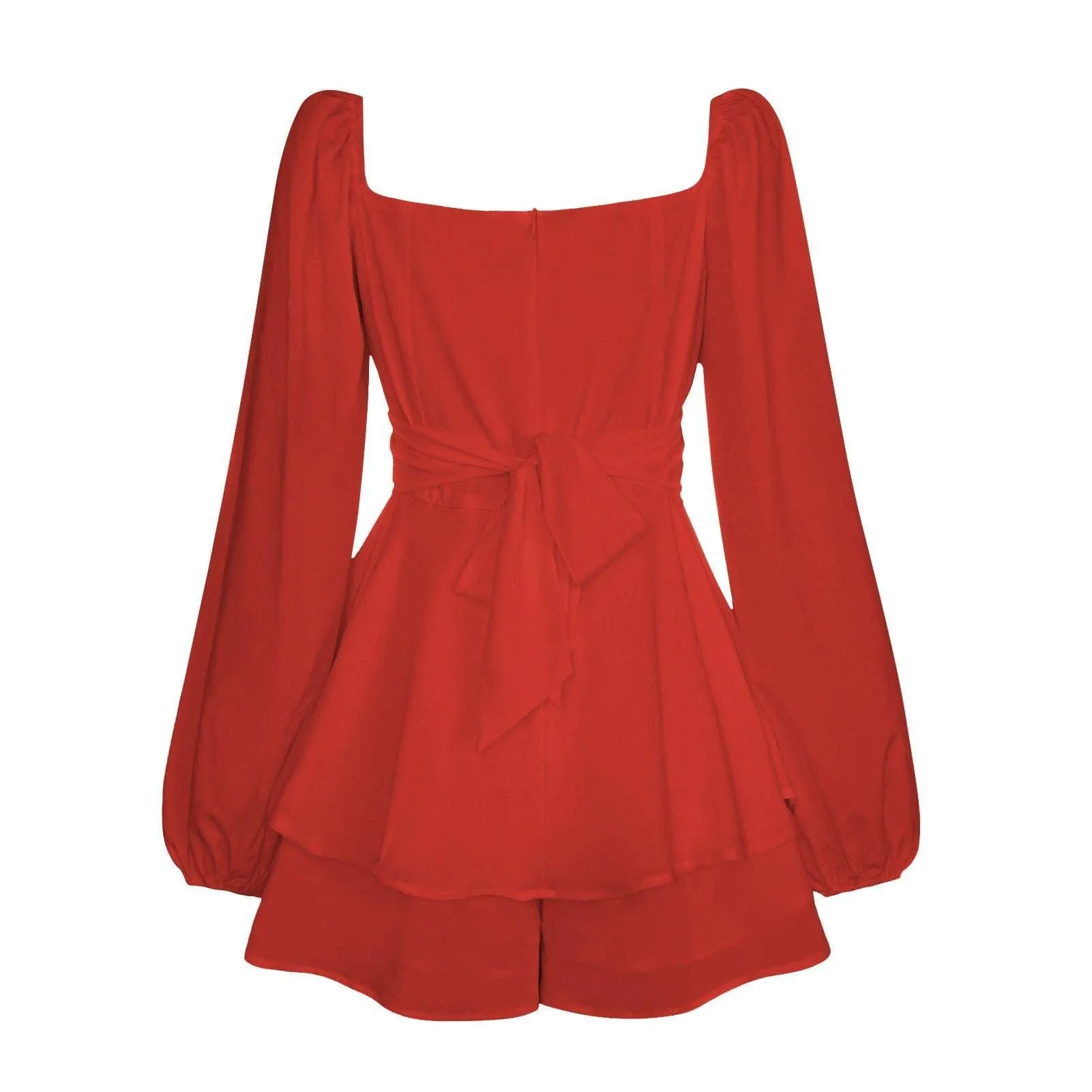 Ladies Lantern Sleeves Square Neck Daily Romper GKAF