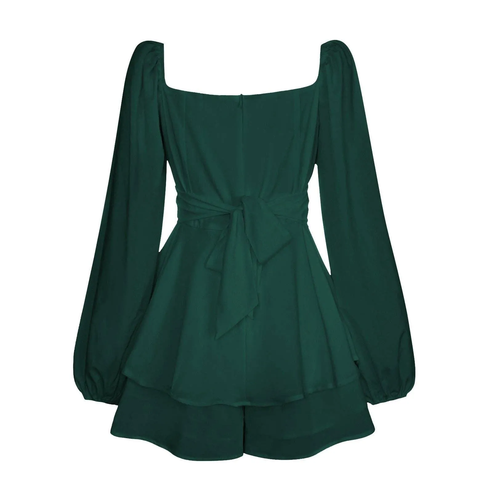 Ladies Lantern Sleeves Square Neck Daily Romper GKAF