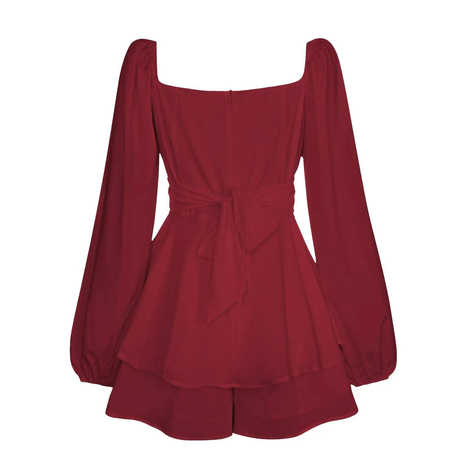 Ladies Lantern Sleeves Square Neck Daily Romper GKAF