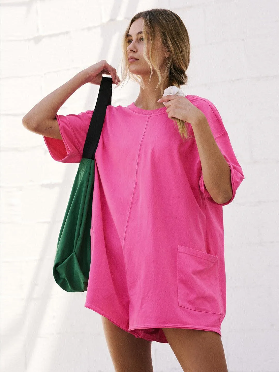 Ladies Solid Color Short Sleeves Romper EKBI