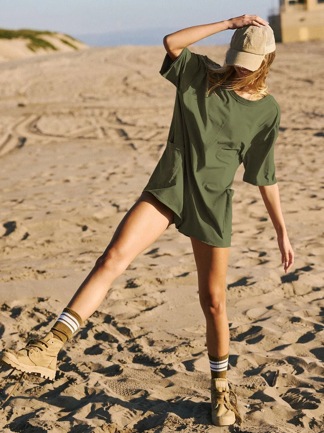 Ladies Solid Color Short Sleeves Romper EKBI