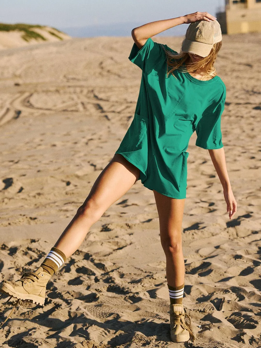Ladies Solid Color Short Sleeves Romper EKBI