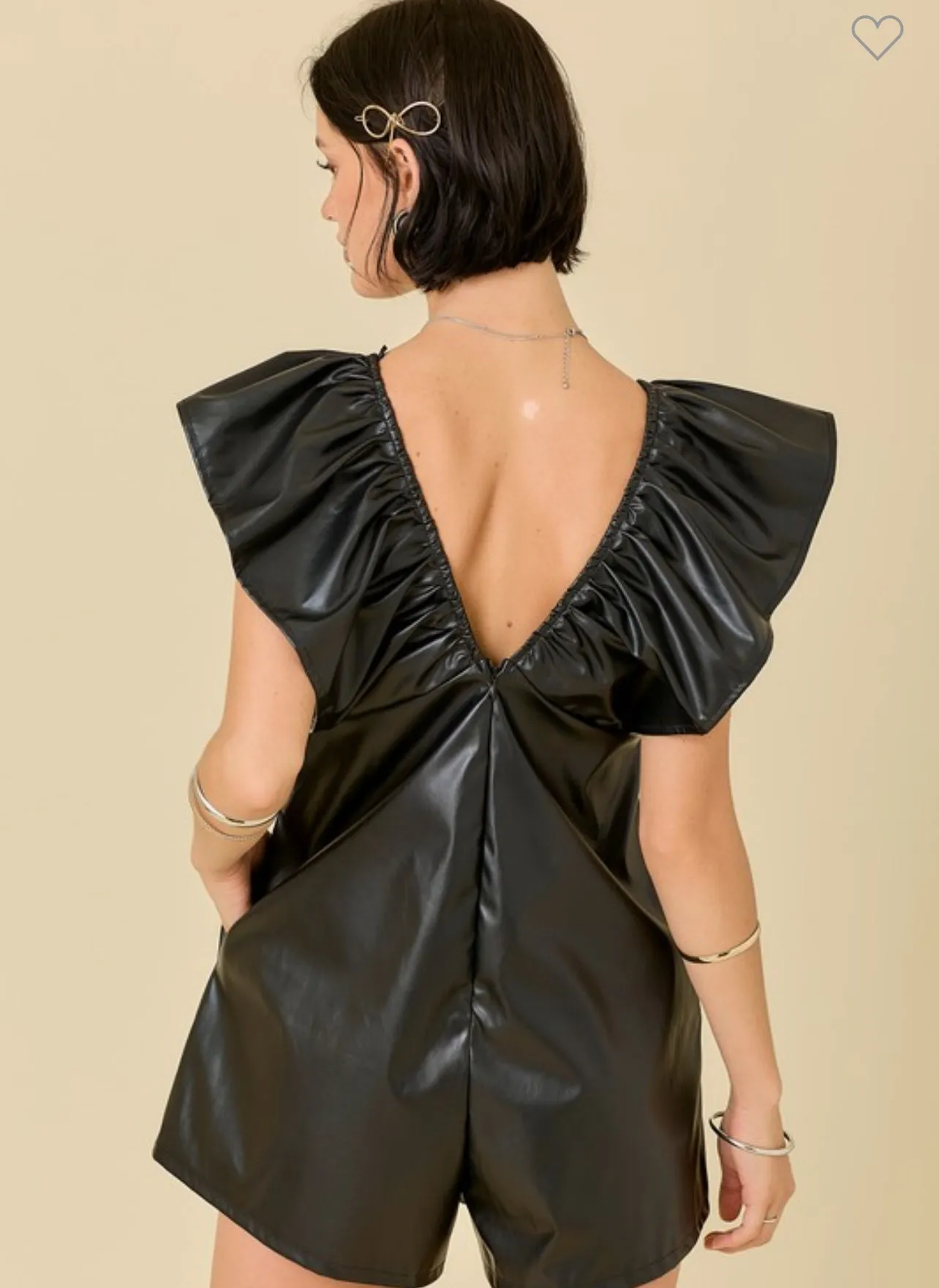 Leather Ruffle Romper