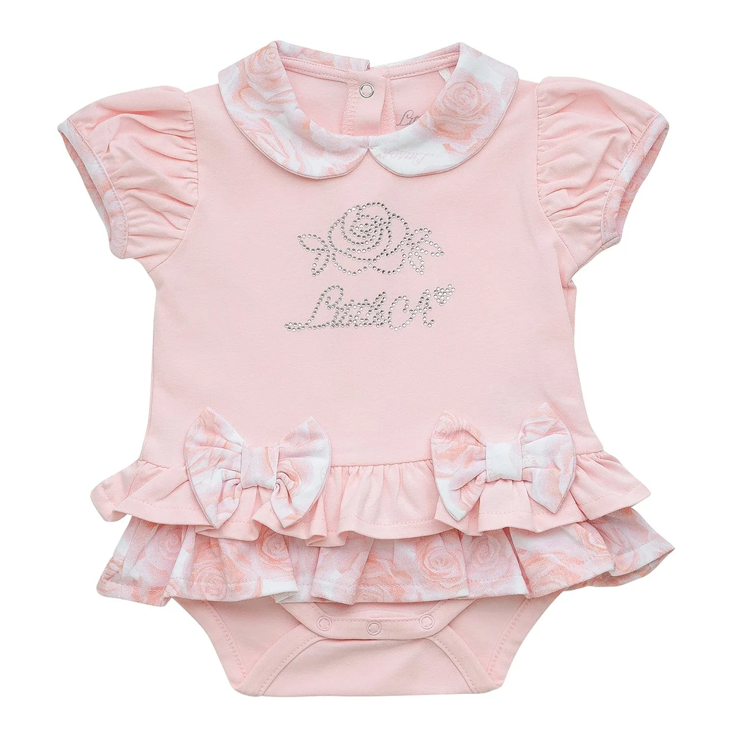 LITTLE A - Gigi Summer Bloom Jersey Romper - Pale Pink