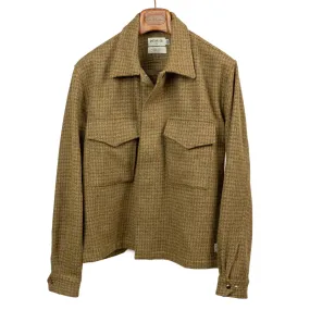 London 68' jacket in olive and brown houndstooth wool