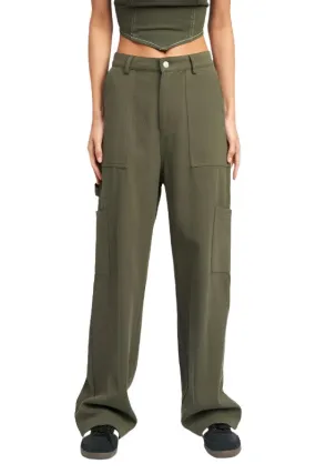 Low Waist Cargo Pants In Olive