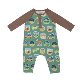 L/S Raglan Romper - National Park Stickers