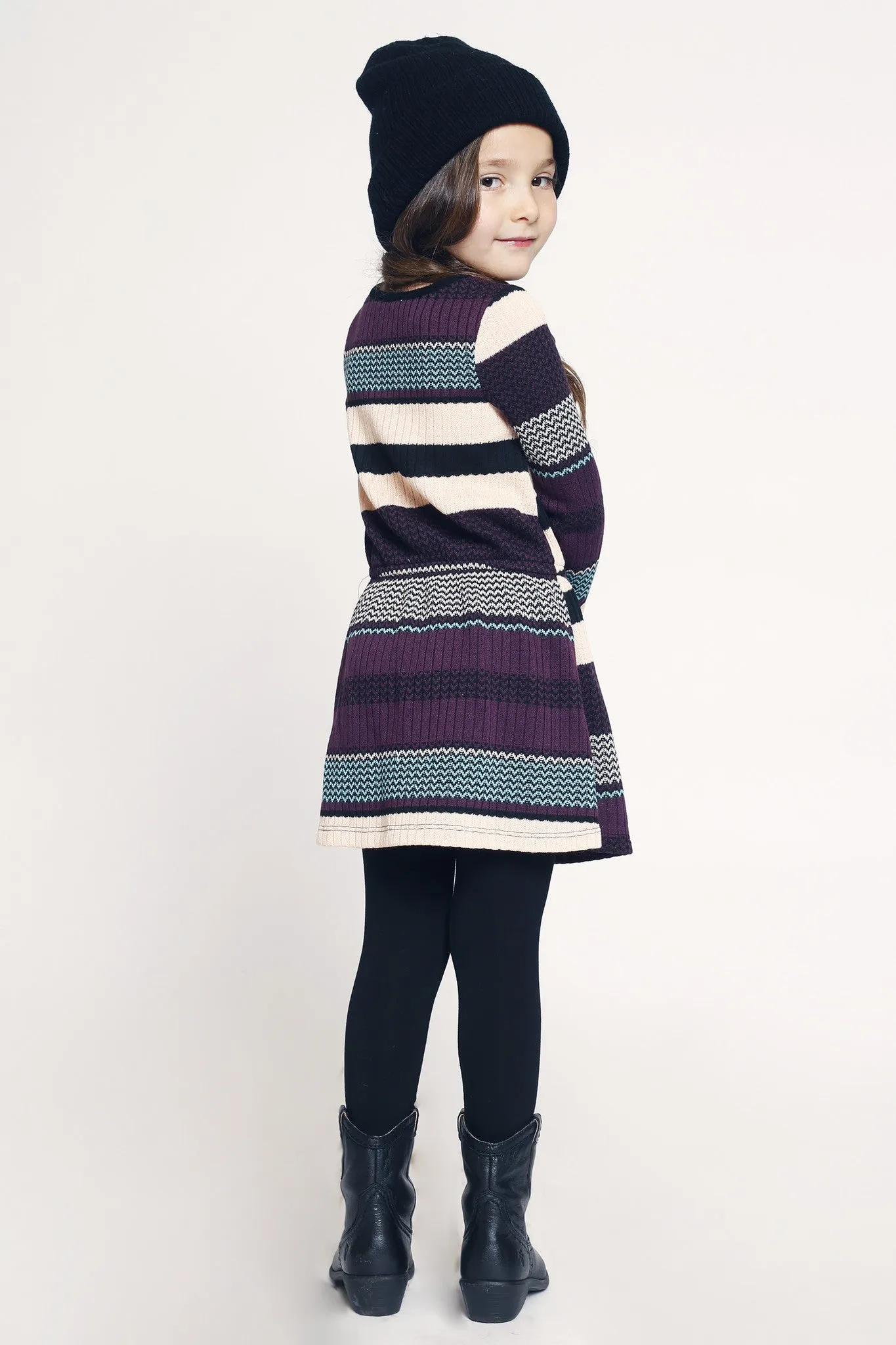 L/S Stripe Sweater Dress (A31175)