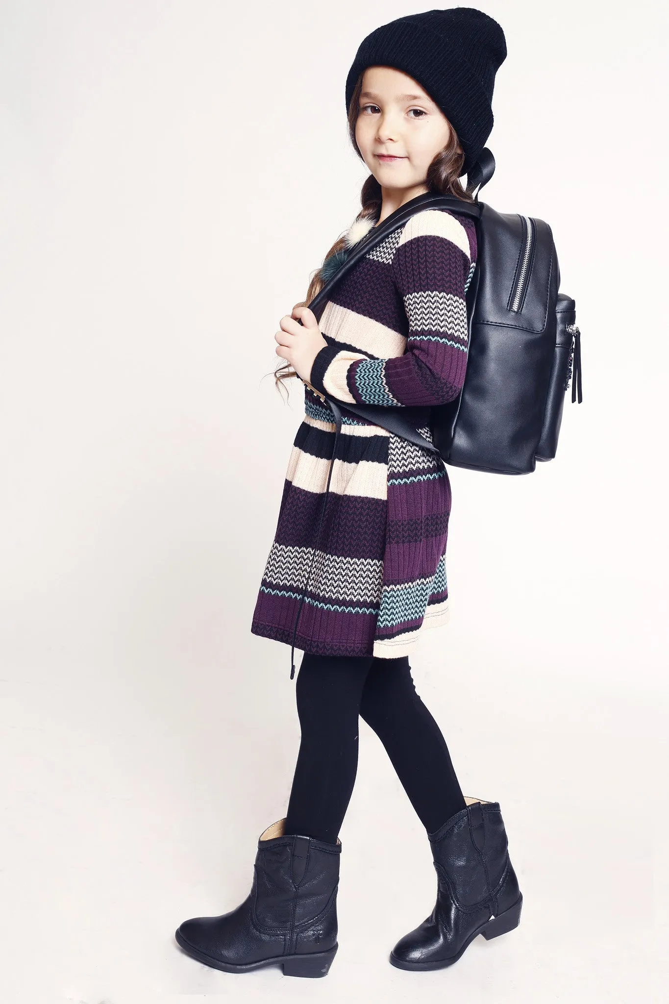 L/S Stripe Sweater Dress (A31175)