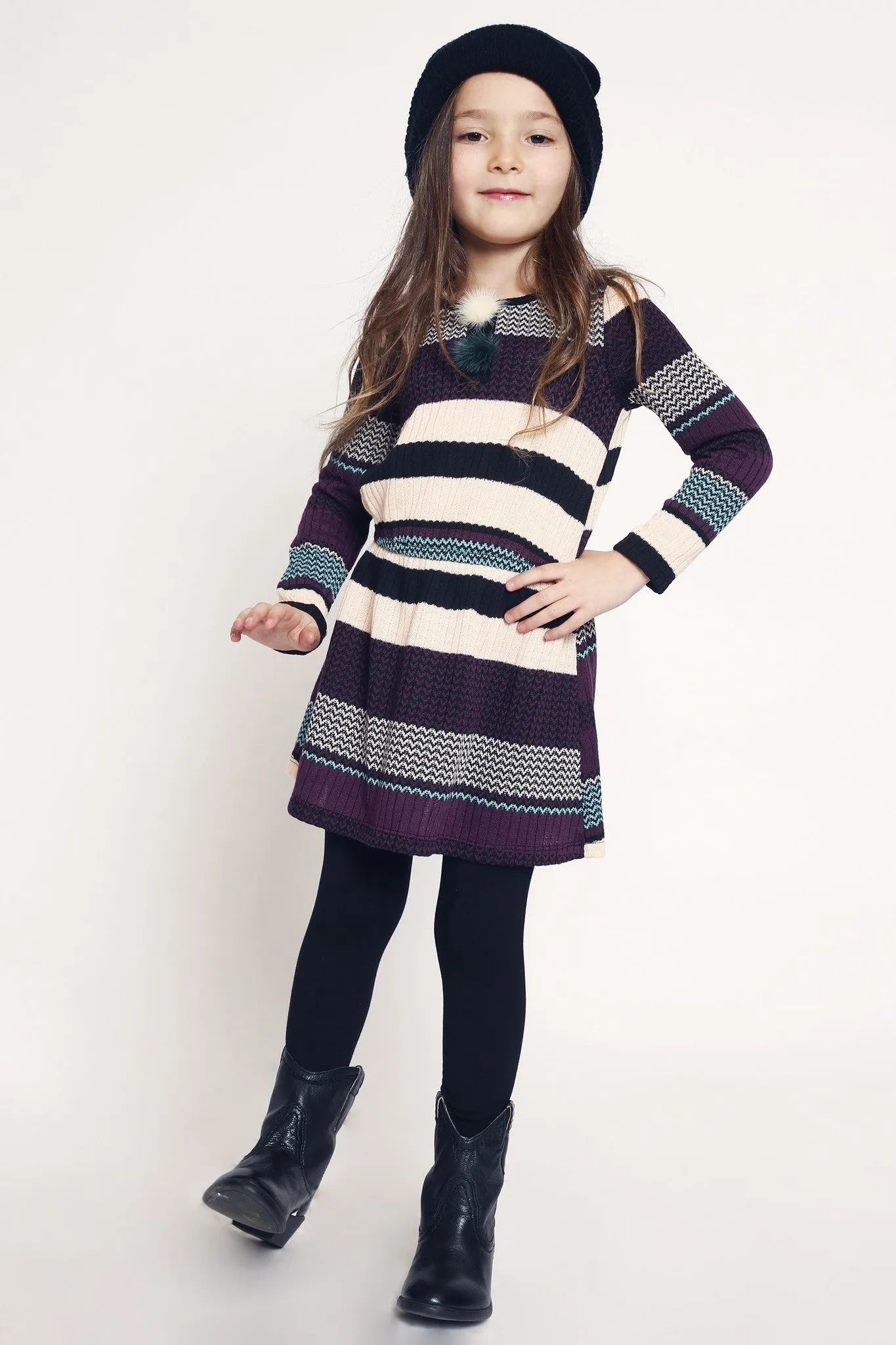 L/S Stripe Sweater Dress (A31175)