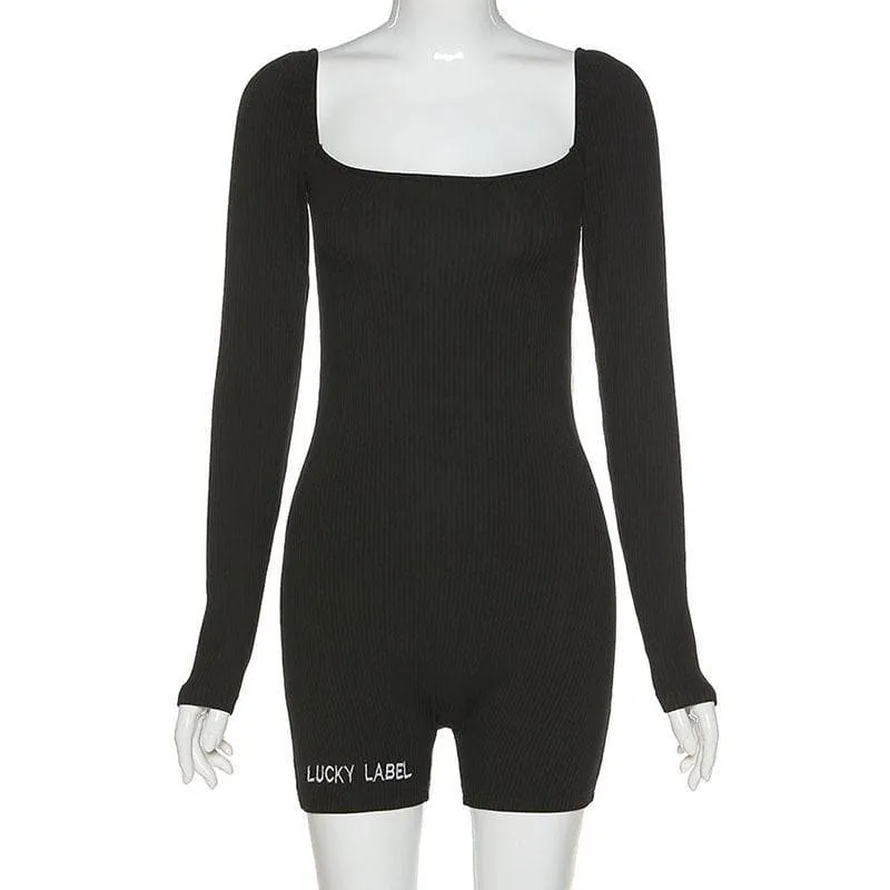 LUCKY LABEL ribbed long sleeve romper