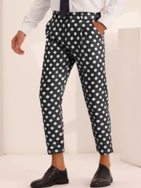 Men's Slim Fit Business Printed Cropped Dress Pants